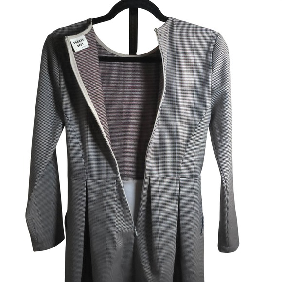 Aritzia Sunday Best Tartine Pleated Dress Gray Houndstooth Fit&Flare Long Sleeve - Picture 10 of 10